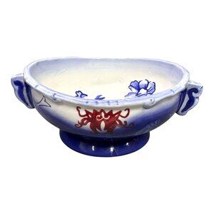Tracy Porter La Parisienne Collection Hand-Painted Ceramic Bowl Floral & Handles